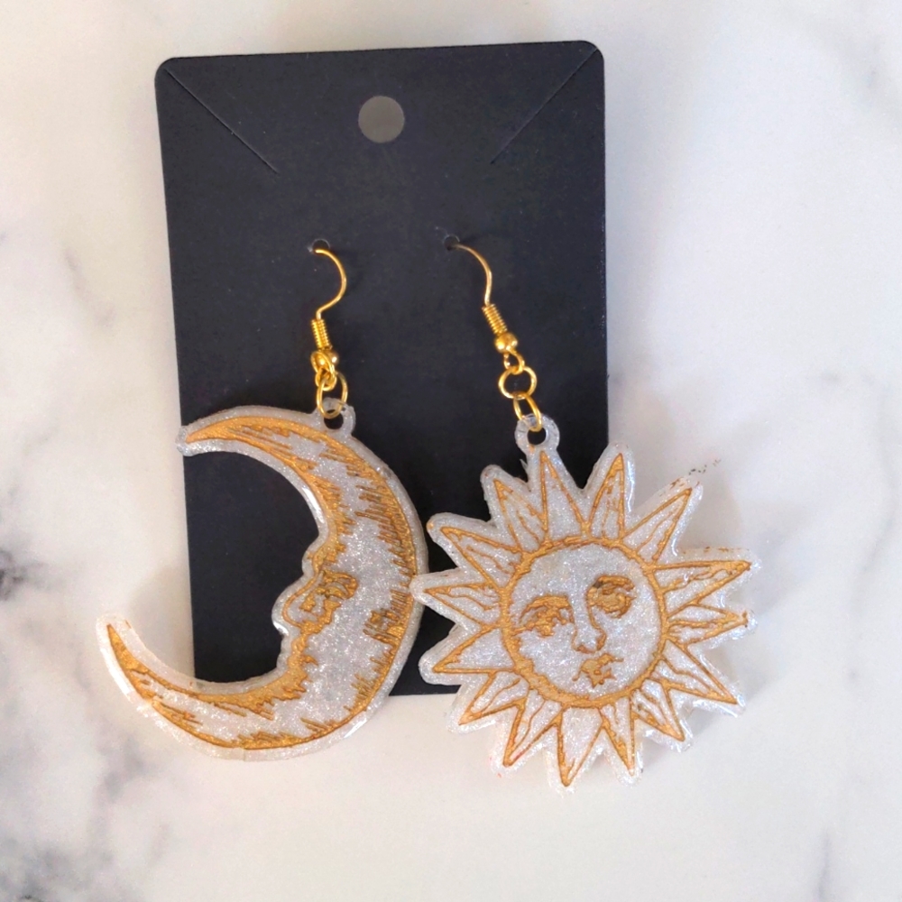 Unique Fall ready Sun and Moon earrings Locally made